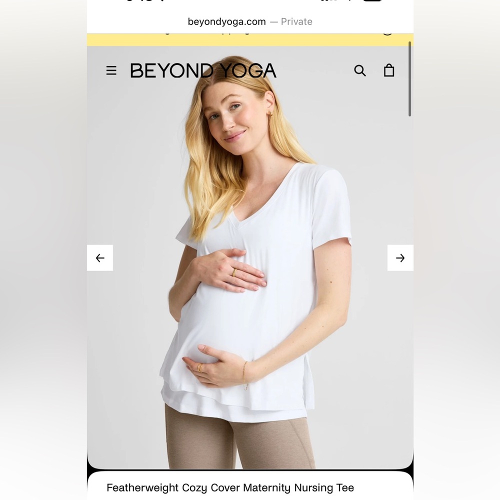 Beyond Yoga Featherweight Cozy Cover Maternity Nursing Tee Large White $88 NWOT